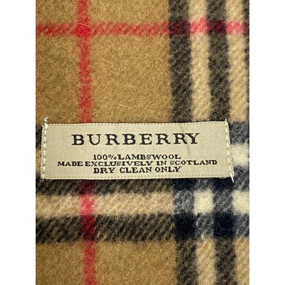 Vintage Burberry Women Scarf  Beige 100% LambsWool Made Exclusively in Scotland - Picture 4 of 6